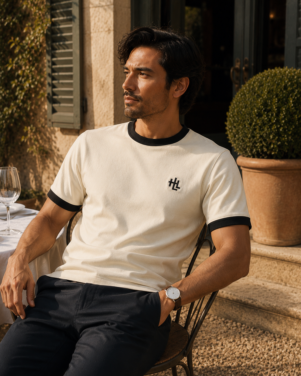 T-shirt Ringer écru-noir - lifestyle