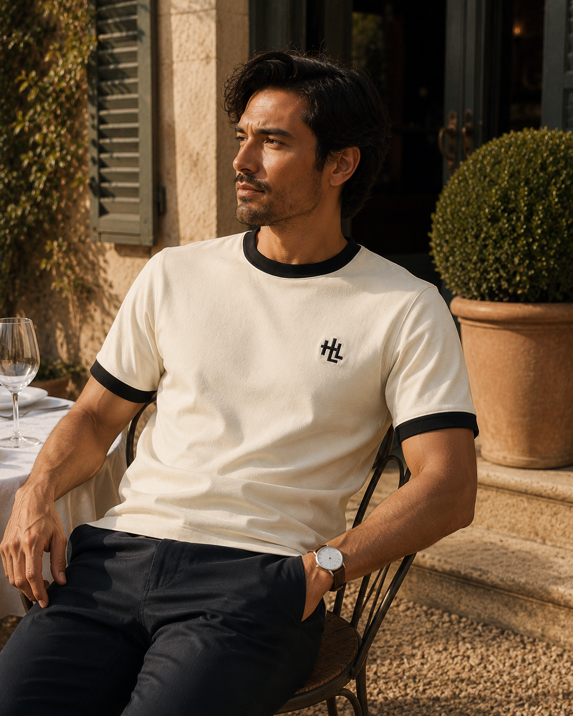 T-shirt Ringer écru-noir - lifestyle